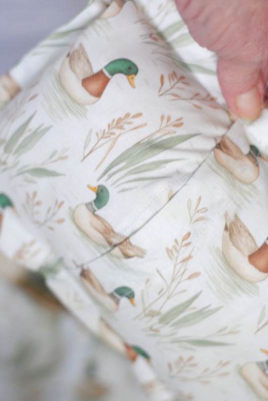 Mallard Duck Fitted Sheet, Pillowcase, Newborn Overalls, Photography Prop, Bed Linens