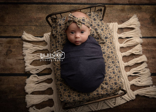Newborn bed linens | Newborn Photo Prop, Vintage, Shabby Chic, Fitted Sheet, Pillowcase, Knotted Headband