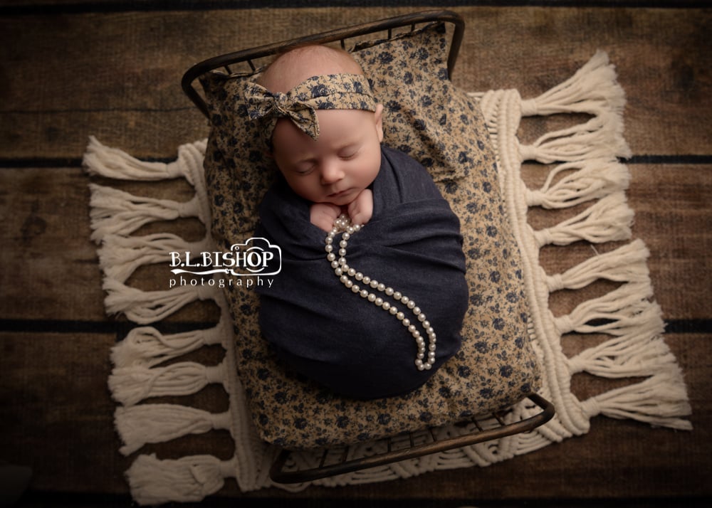 Newborn bed linens | Newborn Photo Prop, Vintage, Shabby Chic, Fitted Sheet, Pillowcase, Knotted Headband
