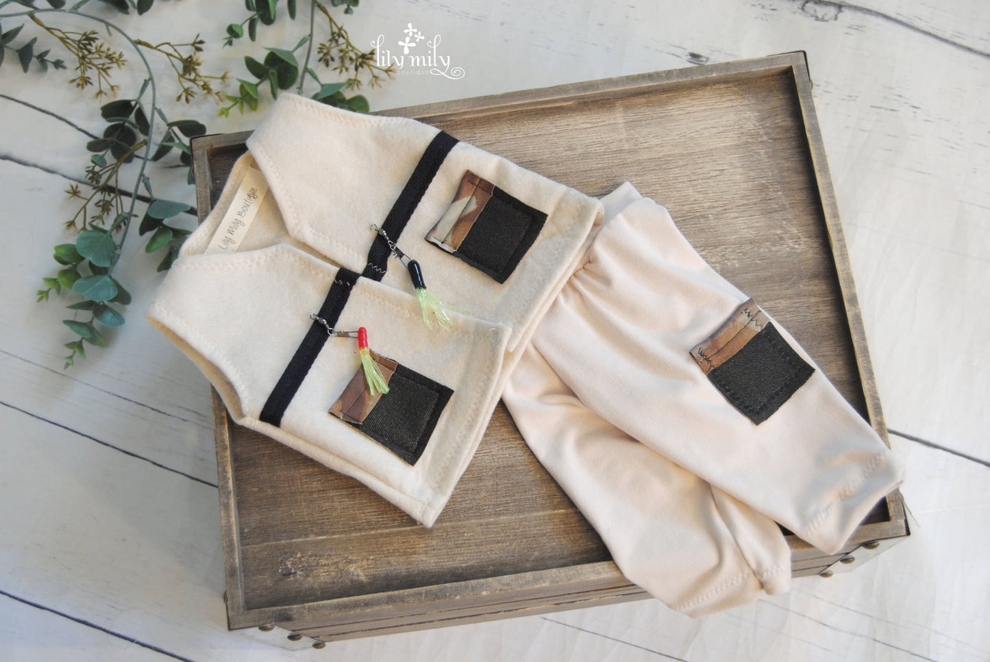 Newborn Fisherman | Photo Prop, fishing pole, vest and pants.