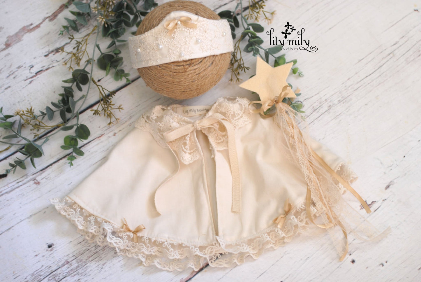 Princess caplet with crown and magic wand