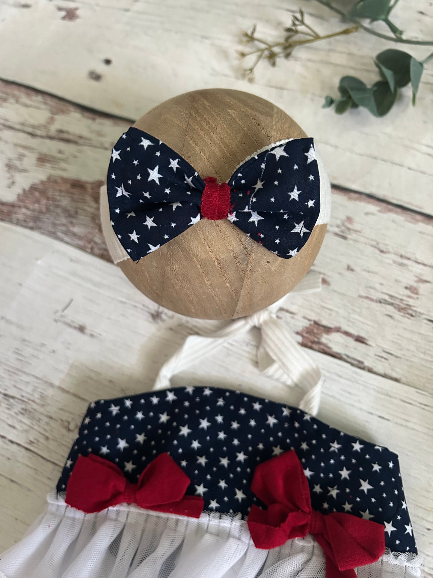 Newborn /  6-12 Month 4th of July Star Ruffled Dress.