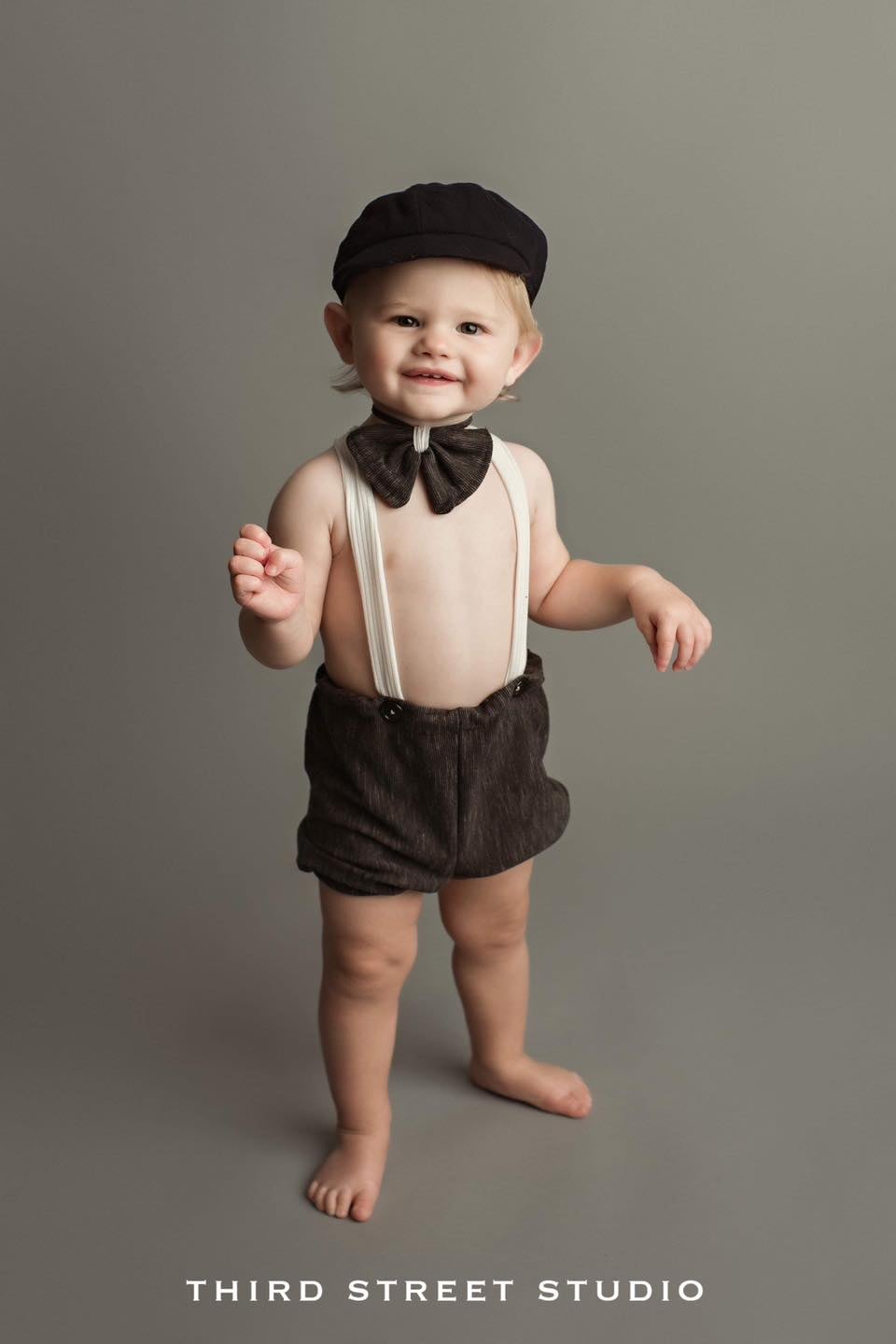 6-12 Month Short Suspenders with Bow-Tie