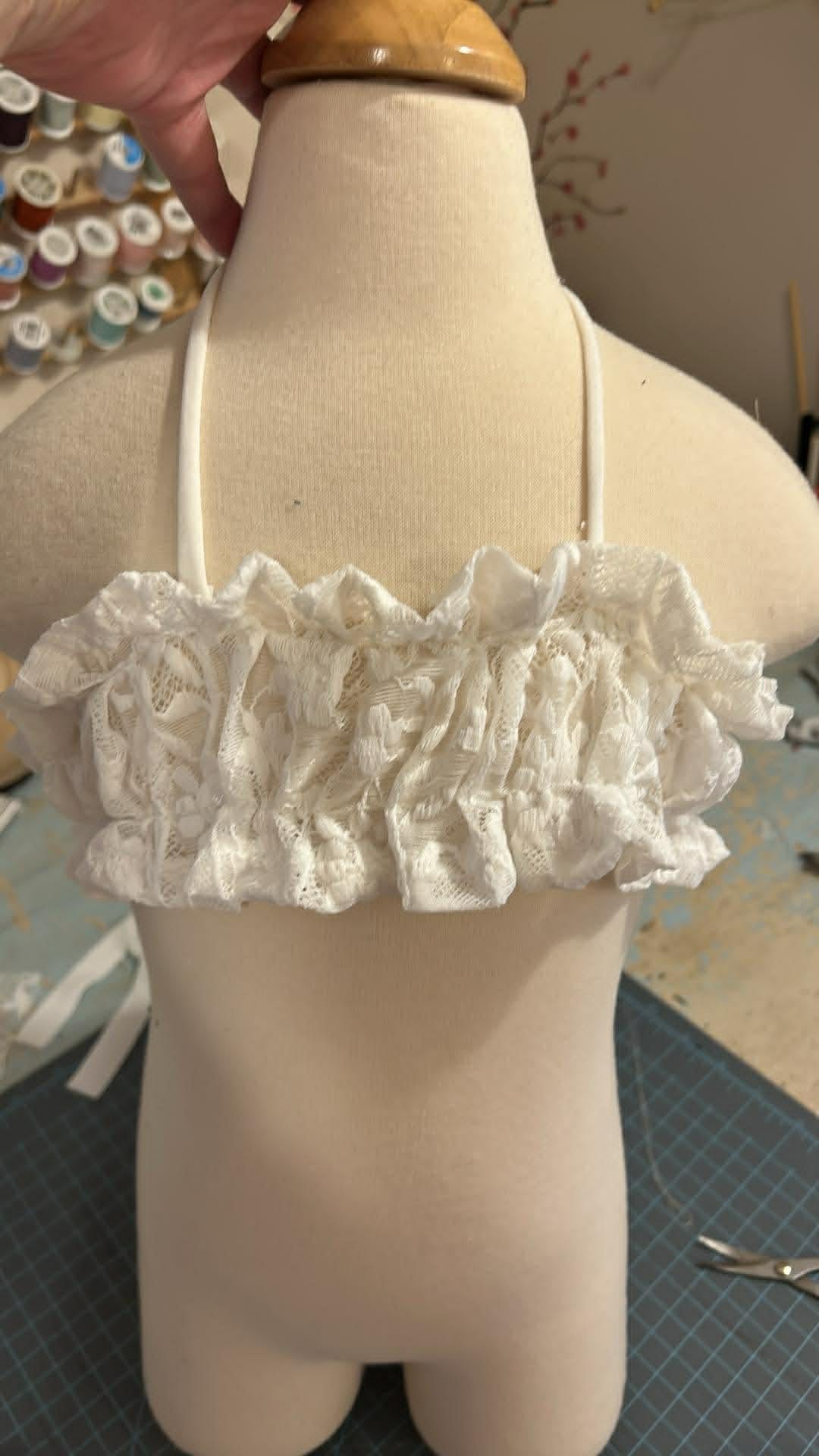 6-12 Month Lace Ruffled Top w/ panties and Bow